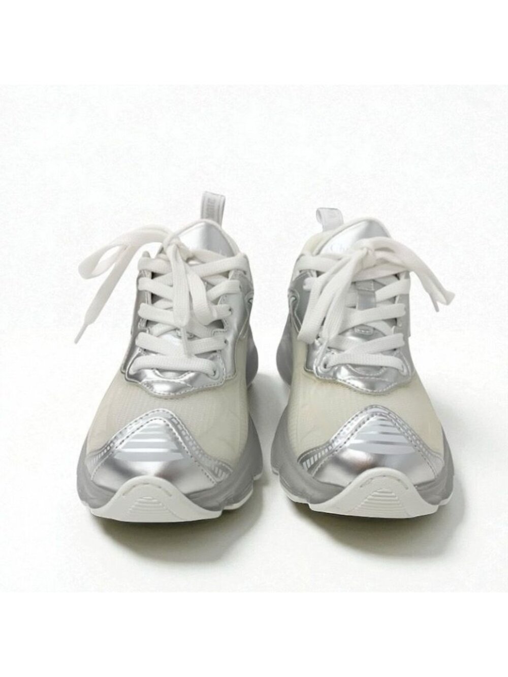 Christian Dior Sneakers Shoes Leather Rubber Silver White Logo Mesh - Picture 2 of 9